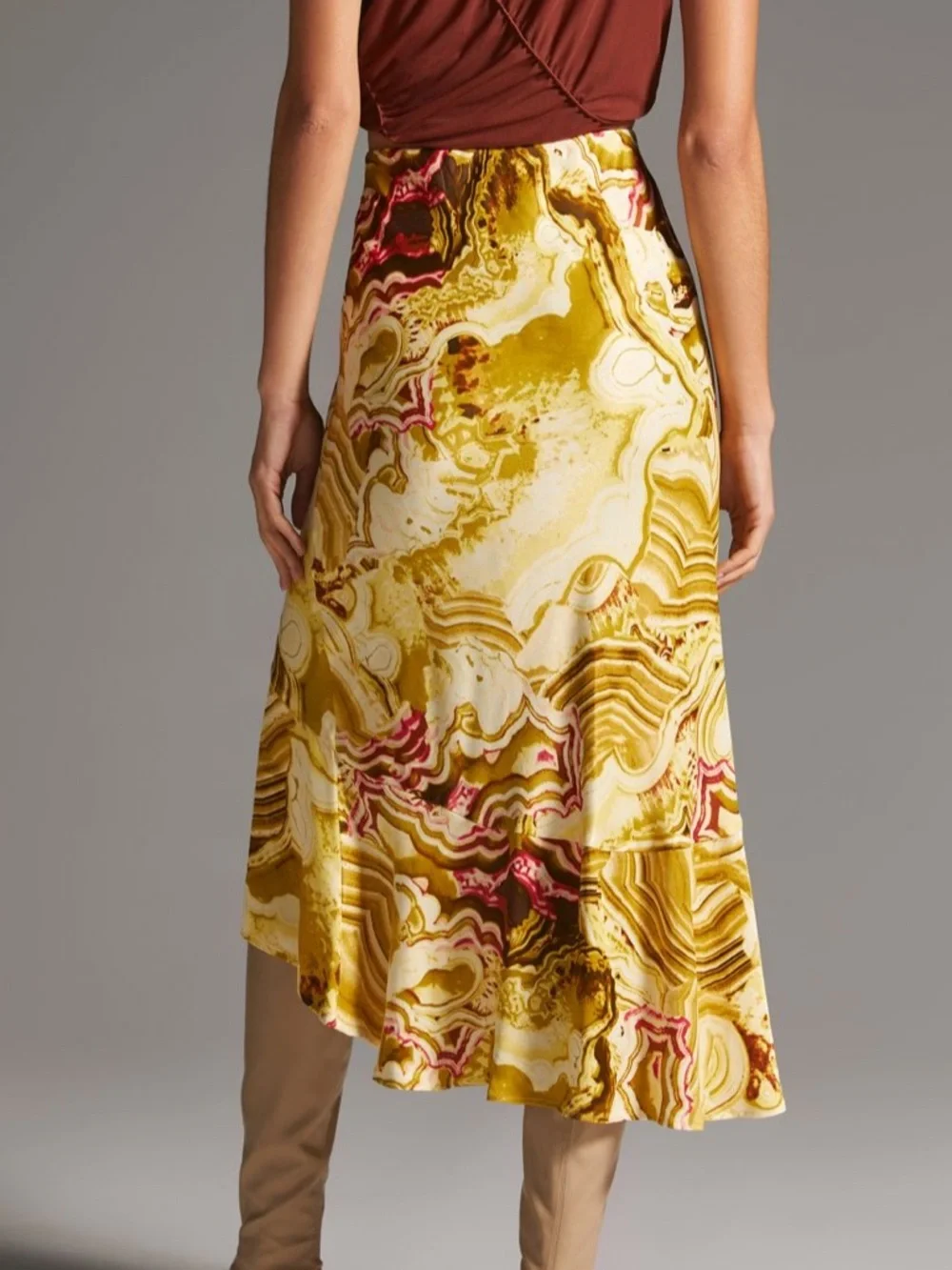 By Anthropologie Flounced Skirt in Green Pattern - Picture 2 of 8